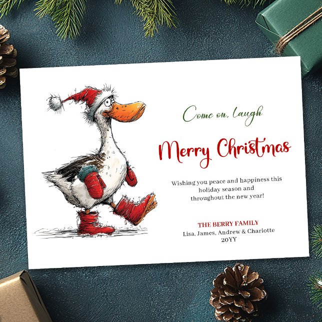 Jul Nyckfull Galna Gäss Roligt Julkort (Christmas Whimsical Silly Geese Fun Greeting Card)