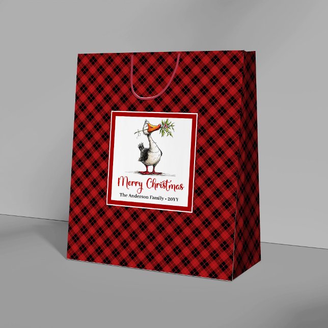 Jul Nyckfulla Dumma Gås Roliga Presentpåsar (Christmas Whimsical Silly Goose Funny Gift Bags)