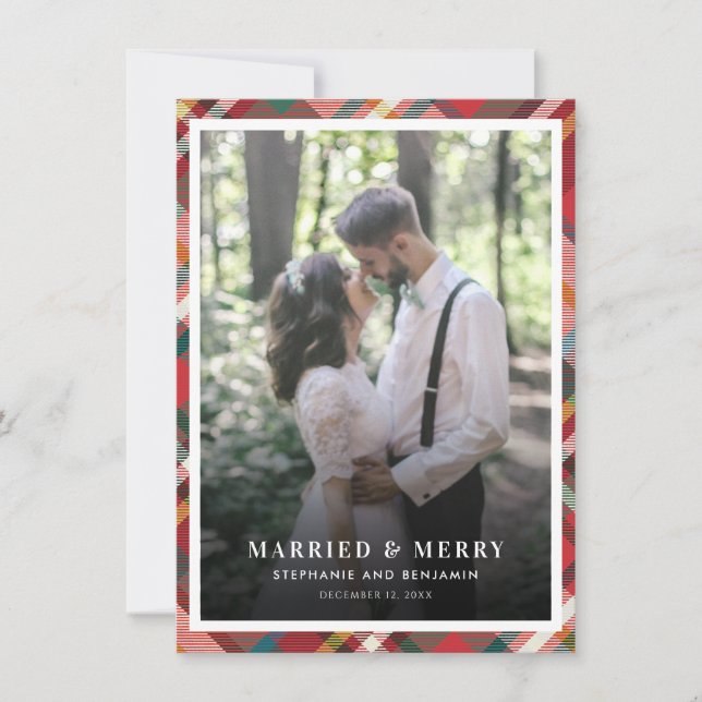 Jul Nylyft Photo Married and Merry Julkort (Framsida)
