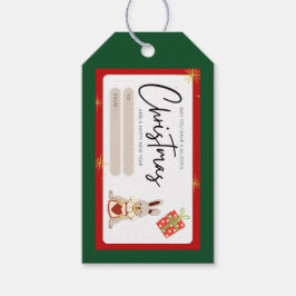 Jul nytt år hälsning röd grönt presentetikett