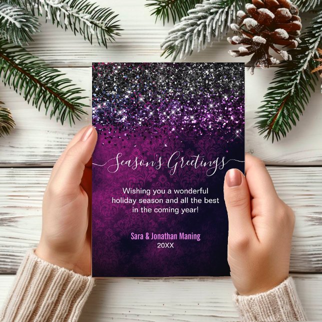 Jul - nytt år lila svarta glitter droppar (Skapare uppladdad)