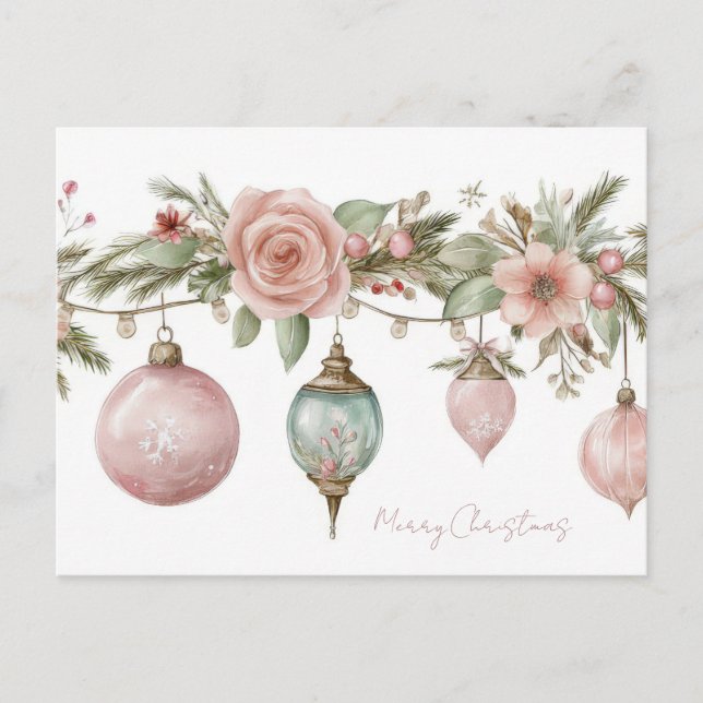 Jul- och Eleganta Julgranskulor Postkort Vykort (Framsida)