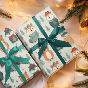 Jul- och födelsedag för Cute Winter-djur Presentpapper