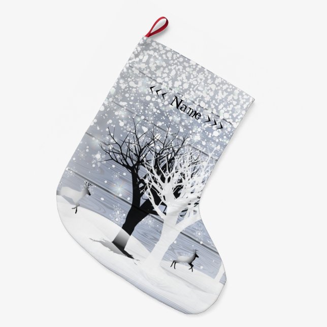 Jul och Gott nytt år! Monogramtext Stor Julstrumpa (Framsidan (Hängande))