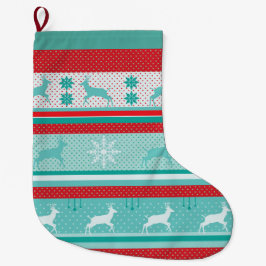 Jul och Gott nytt år! Nordiska mönster Stor Julstrumpa