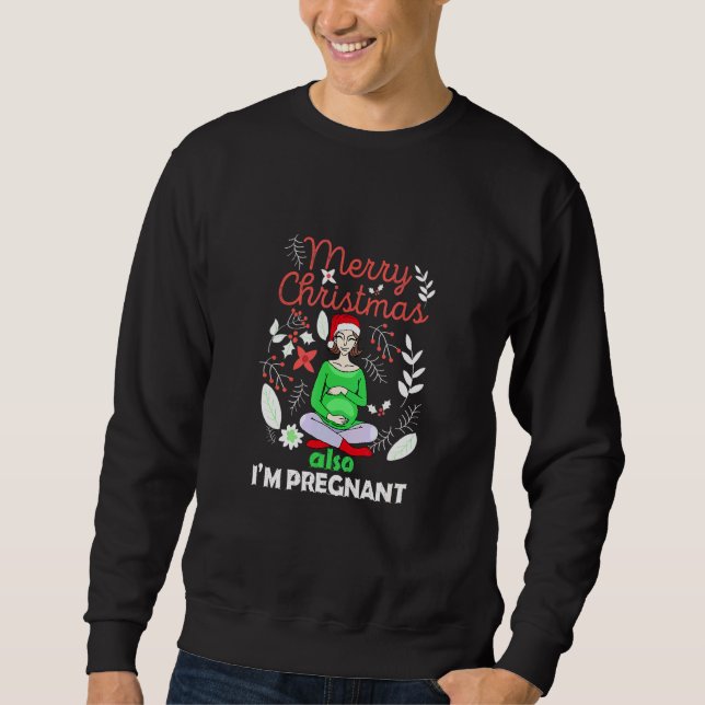 Jul Och Gravid Jag Pappa Mamma Babykull  Lång Ärmad Tröja (Framsida)
