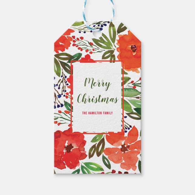 Jul- och handmålad märkre presentetikett (Framsidan)