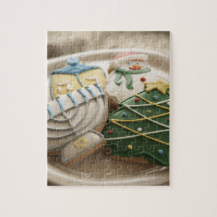 Jul- och Hanukkah kakor pläterar på, Pussel