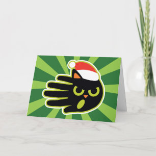 Jul- och Helgdag-Kat Santa mjölk och kakor Helgkort