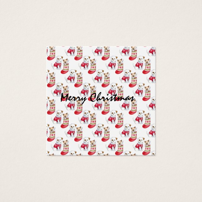 Jul- och Hund-lager Fyrkantigt Visitkort (Framsida)