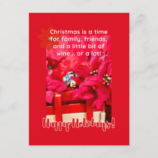 Jul och mycket vin Turtle och poinsettias Vykort