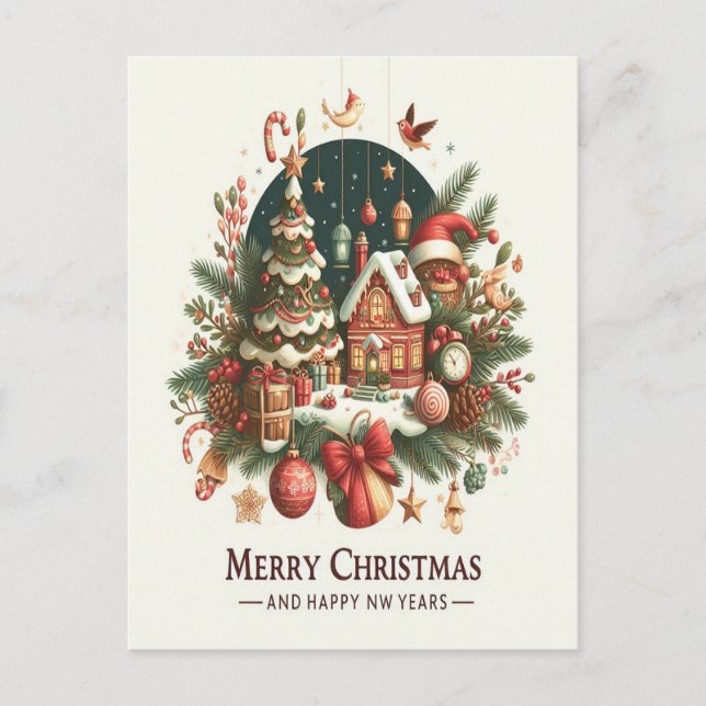 Jul och nyår. vykort (Framsida)