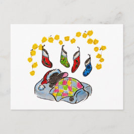 Jul- och nyårshus med djurbesättningar vykort