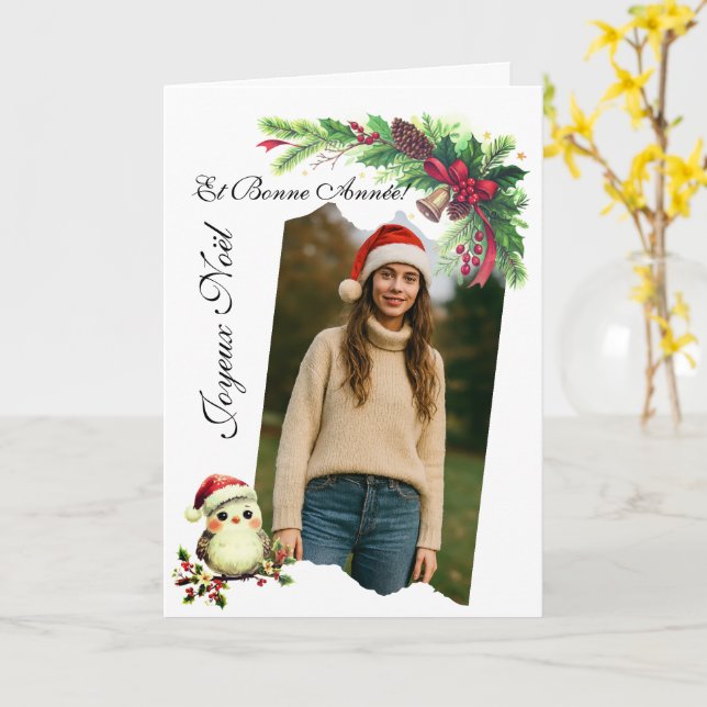 Jul- och nyårskort kort (Gul blomma)