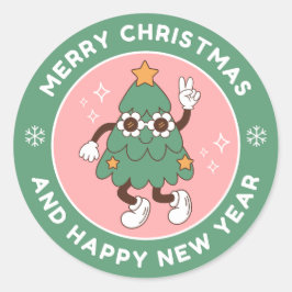 Jul- och nyårskort med festlig design runt klistermärke