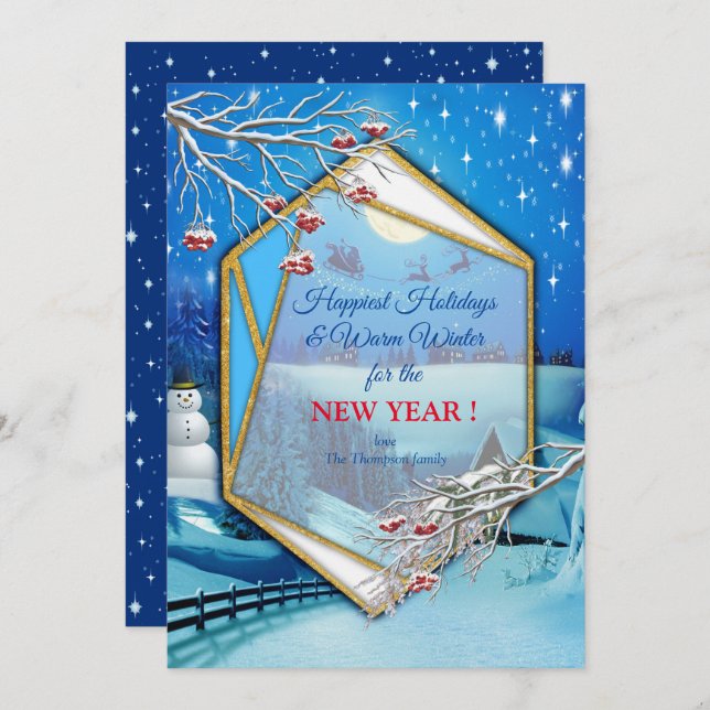 Jul och nytt år 2024 inbjudningar (Fram/baksida)