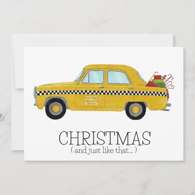 Jul... och precis som New York Taxi Cab. Julkort (Framsida)