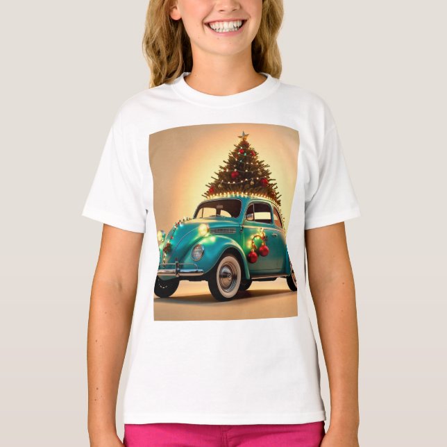 jul och vintage bil t shirt (Framsida)