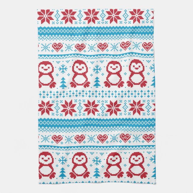Jul och vinter stuckit mönster kökshandduk (Vertikal)