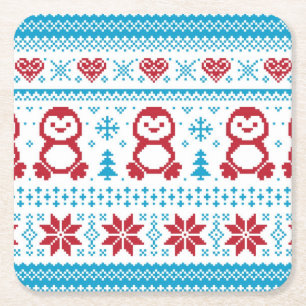Jul och vinter stuckit mönster underlägg papper kvadrat
