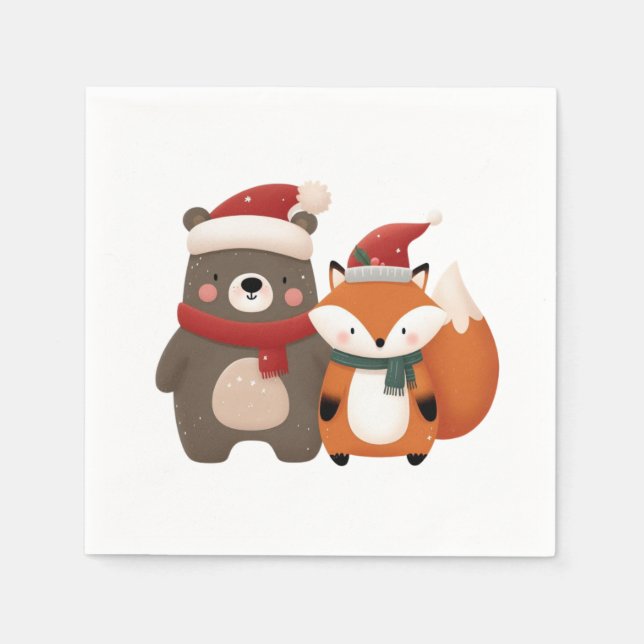 Jul- och vinterkur och kugghjul pappersservett (Framsidan)