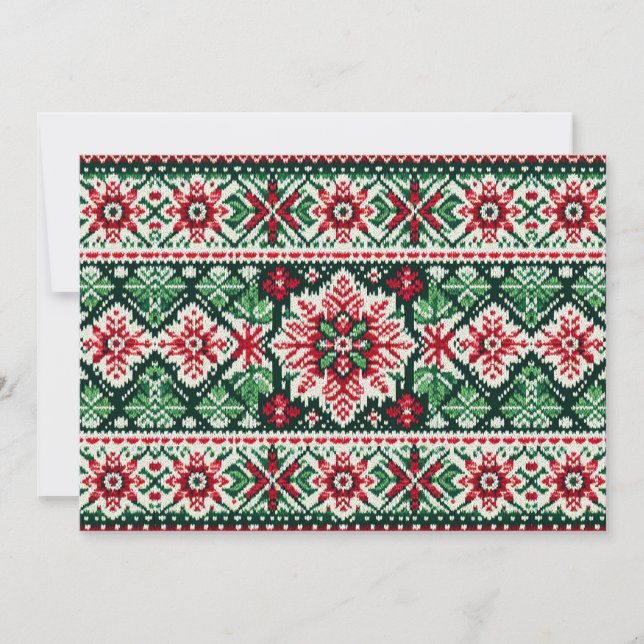 Jul- och vintermässa - röd och grönt julkort (Framsida)