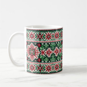 Jul- och vintermässa - röd och grönt kaffemugg