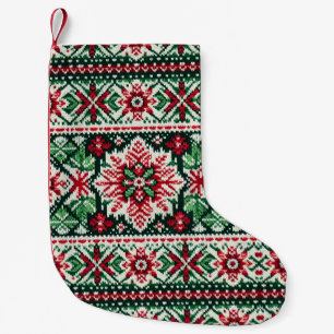 Jul- och vintermässa - röd och grönt liten julstrumpa