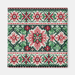 Jul- och vintermässa - röd och grönt magnet