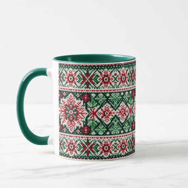Jul- och vintermässa - röd och grönt mugg (Vänster)