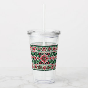 Jul- och vintermässa - röd och grönt take away mugg