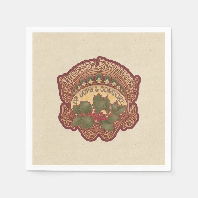 Jul- och Yule Blessings-Helgdag Pappersservett (Framsidan)