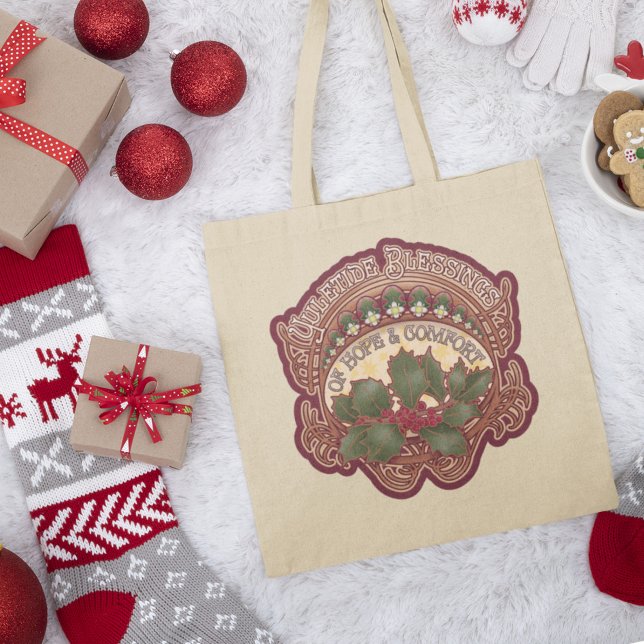 Jul- och Yule Blessings Vintage Stil Tygkasse (Christmas and Yule Blessings Vintage Style Tote Bag)
