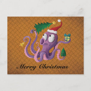 Jul Octopus Helg Vykort