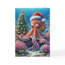 Jul Octopus Wearing a Santa Hat