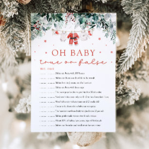 Jul Oh Baby True eller False Baby Shower Game Inbjudningar