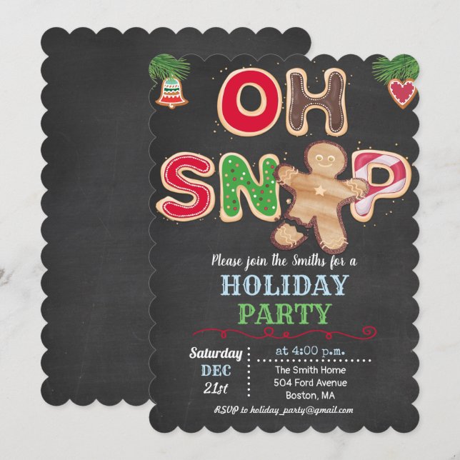Jul Oh Snap Pepparkaksinbjudan Inbjudningar (Fram/baksida)