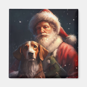 Jul om amerikansk engelska Foxhound Jultomten Magnet