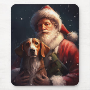 Jul om amerikansk engelska Foxhound Jultomten Musmatta