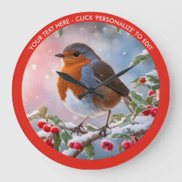 Jul om Anpassningsbarna Winter Robin i Snö Stor Klocka