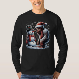 Jul om Bigfoot Santa Snögubbe Julafton T Shirt