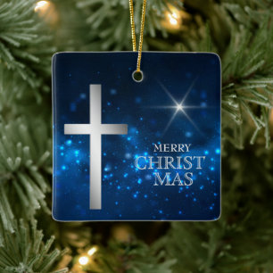 Jul om Bright Star Christian Silver Kor Julgransprydnad Keramik