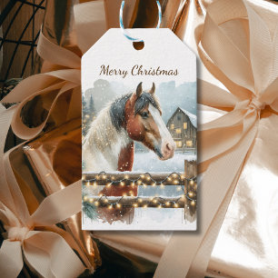 Jul om Brown och White Horse Land Presentetikett