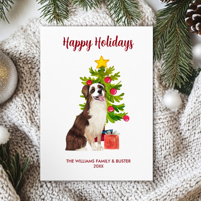 Jul om Cute Australian shepherd Hund Julkort (Skapare uppladdad)
