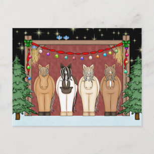 Jul om Cute Horse Herd Glad helg Vykort