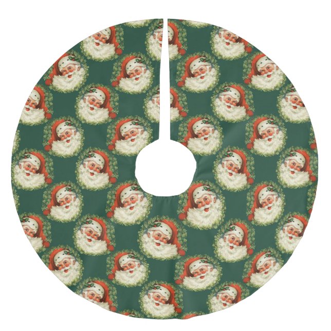 Jul om Cute Jultomten Lycklig Ansikte Julgransmatta Borstad Polyester (Framsidan)