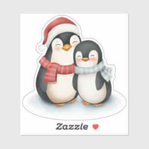 Jul om Cute Penguin-familjen Klistermärken