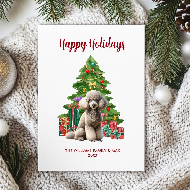 Jul om Cute Pudel Hund Julkort (Skapare uppladdad)