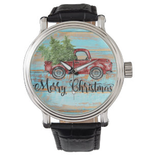 Jul om Cute Retro Red Lastbil Land Armbandsur