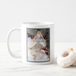 Jul om Cute Sleeping White Kattunge Kaffemugg